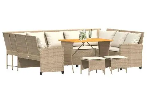 Set canapele de grădină, 4 piese, cu perne, bej, poliratan - 4/5