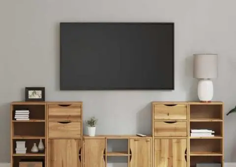 Unități TV 5 piese cu depozitare „ODDA” din lemn masiv de pin - 1/5