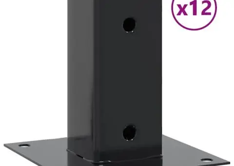 Baze de stâlp pătrate 12 buc Antracit Oțel acoperit cu pulbere - 2/5