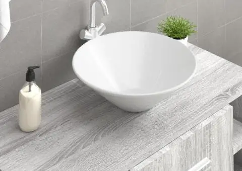 Chiuvetă ceramică rotundă, 2 buc. (Nu se vinde individual) - 1/5