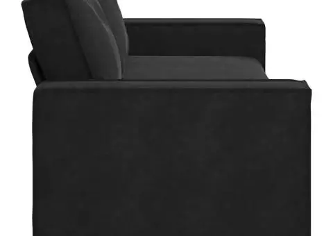 Canapea cu 3 locuri, Negru, 180 cm, catifea - 5/5