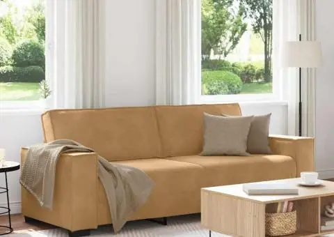 Canapea cu 3 locuri, Maro, 180 cm, catifea - 1/5