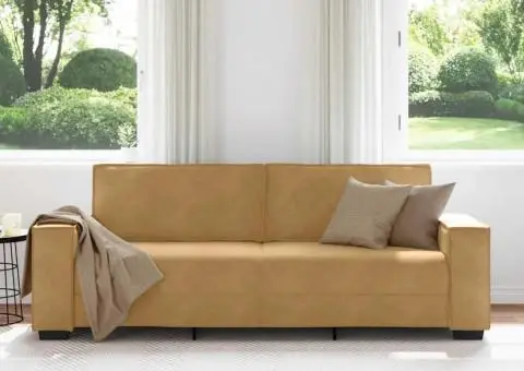 Canapea cu 3 locuri, Maro, 180 cm, catifea - 3/5