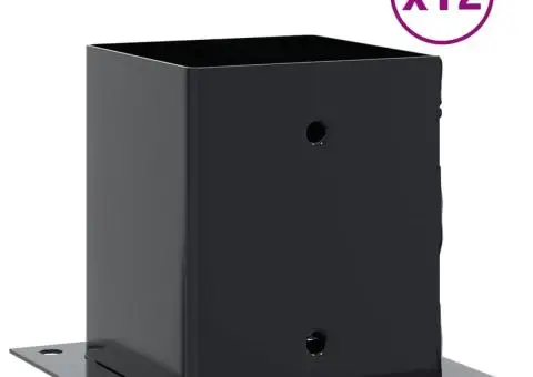 Baze de stâlp pătrate 12 buc Antracit Oțel acoperit cu pulbere - 2/5