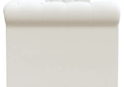 Canapea Chesterfield cu 3 locuri, piele artificială, alb - 3/5