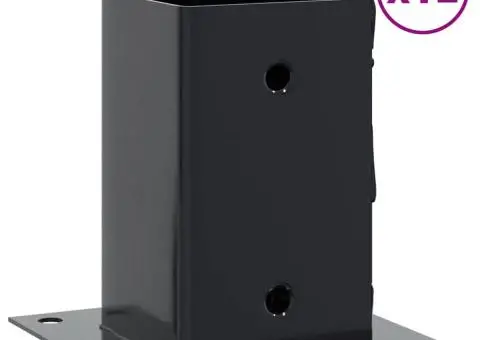 Baze de stâlp pătrate 12 buc Antracit Oțel acoperit cu pulbere - 2/5