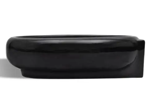 Chiuvetă baie orificiu robinet/preaplin, negru, ceramică, rotund - 3/5