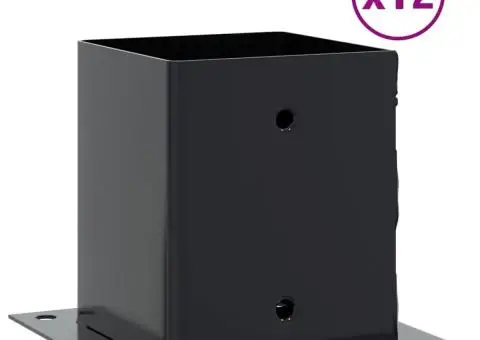 Baze de stâlp pătrate 12 buc Antracit Oțel acoperit cu pulbere - 2/5