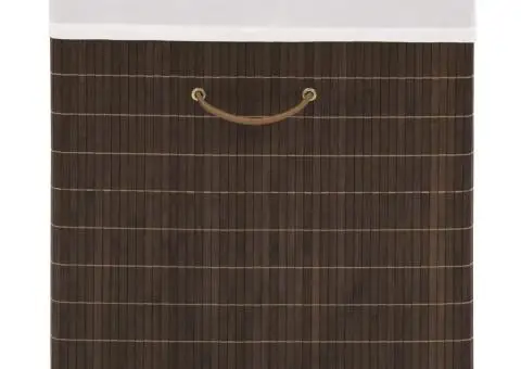 Coș de rufe din bambus, maro închis, dreptunghiular - 1/5