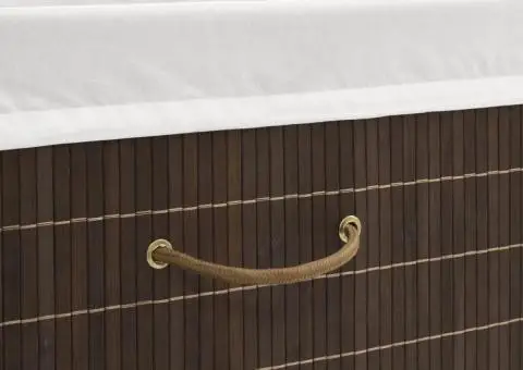 Coș de rufe din bambus, maro închis, dreptunghiular - 5/5