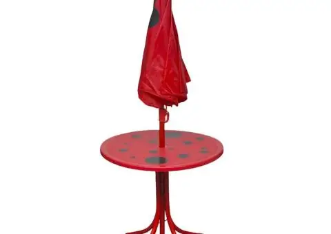 Set bistro pentru copii de grădină, cu umbrelă, 3 piese, roșu - 3/5