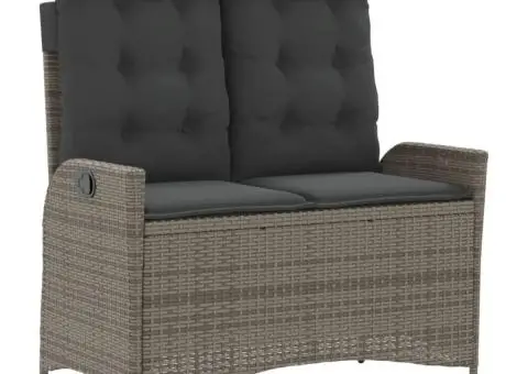 Set mobilier de grădină cu perne, 4 piese, gri, poliratan - 4/5