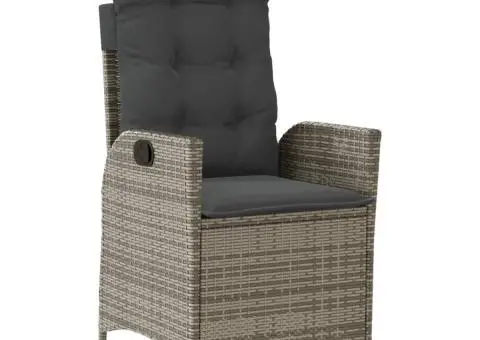 Set mobilier de grădină cu perne, 4 piese, gri, poliratan - 5/5