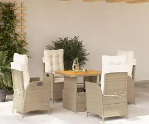 vidaXL Set mobilier de grădină cu perne, 5 piese, bej, poliratan
