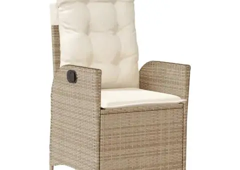 Set mobilier de grădină cu perne, 5 piese, bej, poliratan - 4/5