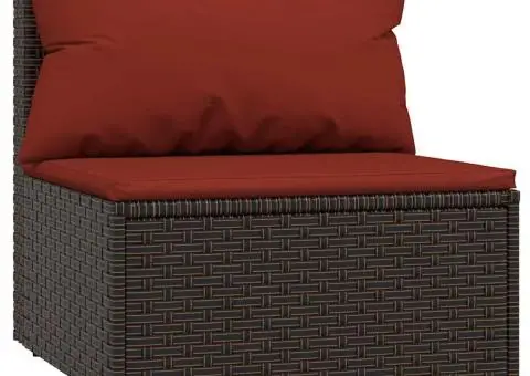 Canapele de mijloc de grădină cu perne, 2 buc., maro, poliratan - 3/5