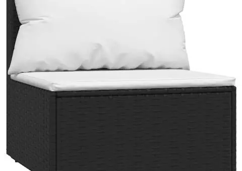 Set mobilier de grădină cu perne, 3 piese, negru, poliratan - 5/5