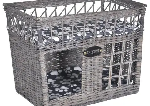 Ansamblu pentru pisici/pat/stâlp de zgâriat, cu pernă, răchită - 1/5