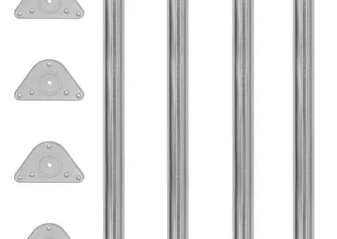 Picioare de masă din nichel șlefuit, înălțime reglabilă, 4 buc, 870 mm - 1/4