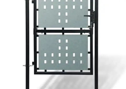 Poartă de gard cu o ușă, negru, 100x250 cm - 1/5