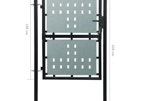 Poartă de gard cu o ușă, negru, 100x250 cm - 5/5