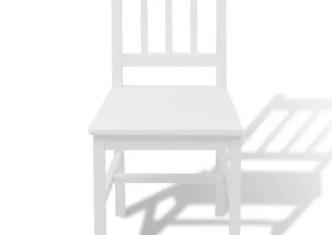 Set masă și scaune din lemn de pin, 7 piese, alb - 4/5