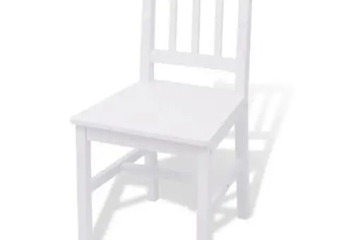 Set masă și scaune din lemn de pin, 7 piese, alb - 5/5