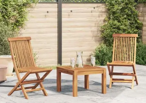 Scaune de grădină pliabile, 2 buc., lemn masiv de tec - 1/5
