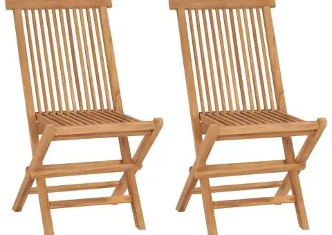 Scaune de grădină pliabile, 2 buc., lemn masiv de tec - 2/5