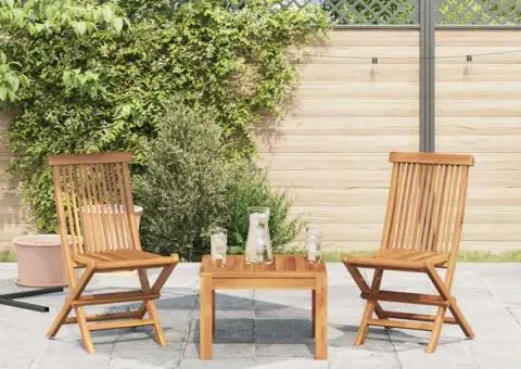 Scaune de grădină pliabile, 2 buc., lemn masiv de tec - 3/5