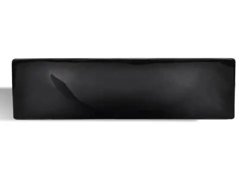 Chiuvetă de baie din ceramică, gaură pentru robinet și preaplin, negru - 3/5