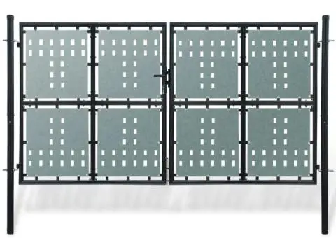 Poartă de gard cu o ușă, negru, 300x225 cm - 1/5