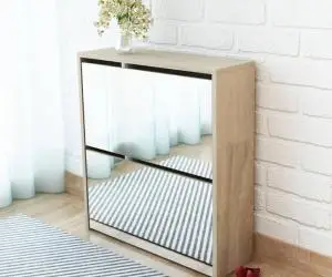 vidaXL Pantofar cu oglindă 2 niveluri, culoare stejar, 63 x 17 x 67 cm