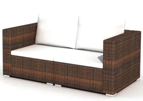 Set mobilier de grădină cu perne, 10 piese, maro, poliratan - 5/5