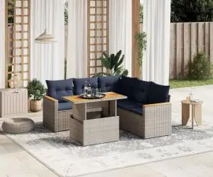 vidaXL Set canapele de grădină cu perne, 6 piese, gri, poliratan