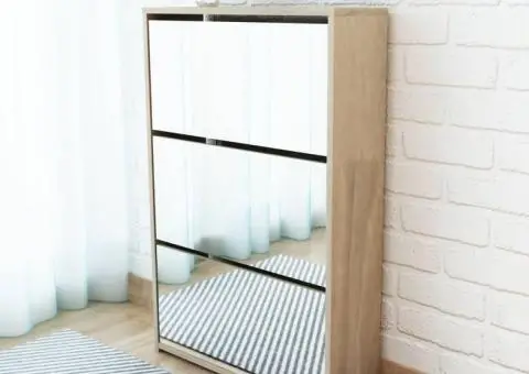 Pantofar cu oglindă și 3 niveluri, stejar, 63 x 17 x 102,5 cm - 1/5