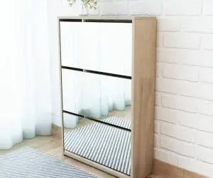 vidaXL Pantofar cu oglindă și 3 niveluri, stejar, 63 x 17 x 102,5 cm