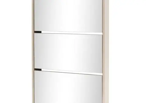 Pantofar cu oglindă și 3 niveluri, stejar, 63 x 17 x 102,5 cm - 2/5