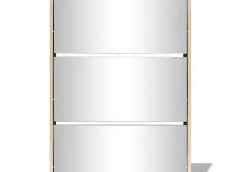 Pantofar cu oglindă și 3 niveluri, stejar, 63 x 17 x 102,5 cm - 3/5