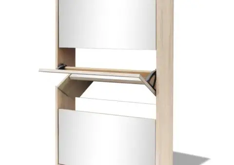Pantofar cu oglindă și 3 niveluri, stejar, 63 x 17 x 102,5 cm - 4/5