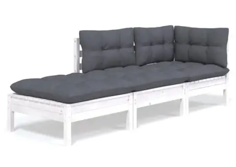 Set mobilier grădină cu perne, 3 piese, lemn masiv de pin - 2/5