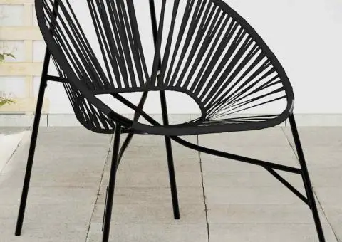 Scaun ouă de grădină Negru Poly Rattan - 1/5