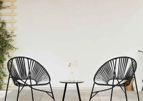 Scaun ouă de grădină Negru Poly Rattan - 3/5