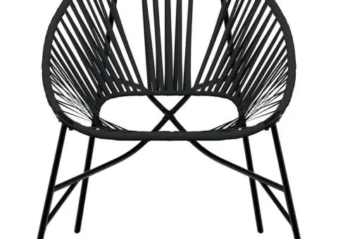 Scaun ouă de grădină Negru Poly Rattan - 4/5