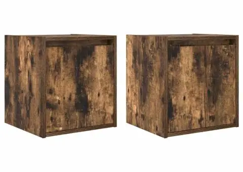 Noptiere montate pe perete 2 buc Stejar afumat 38x34x40 cm - 2/5