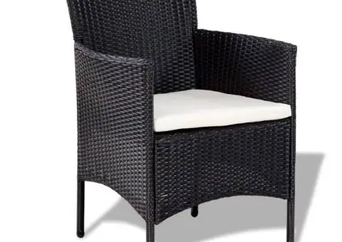 Set mobilier de grădină cu perne, 4 piese, negru, poliratan - 4/5