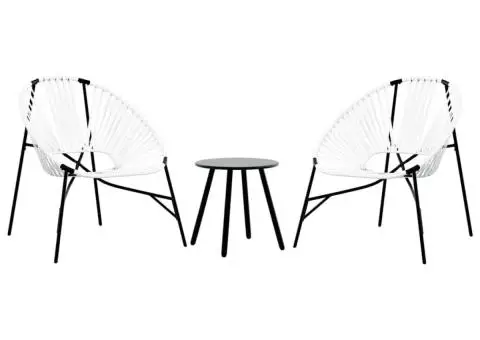 Set scaune de grădină 3 buc Poly Rattan alb și negru - 2/5