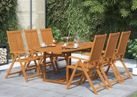 Set mobilier de exterior, 7 piese, lemn masiv de acacia - 1/5