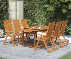 vidaXL Set mobilier de exterior, 7 piese, lemn masiv de acacia