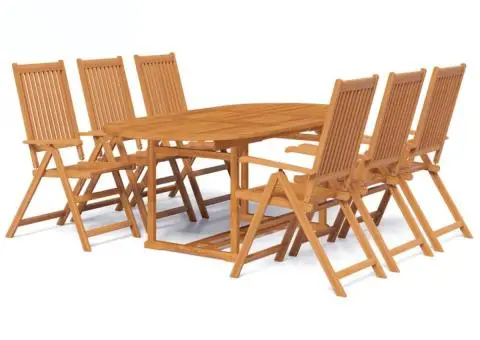 Set mobilier de exterior, 7 piese, lemn masiv de acacia - 2/5